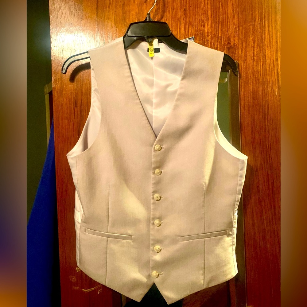 Men’s Tan/Cream Suit Vest Sz S